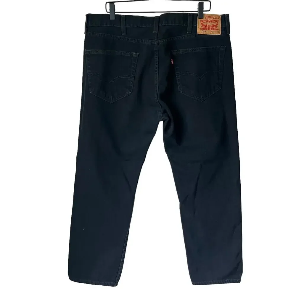 Levi’s black 505 jeans straight leg size 38 x30